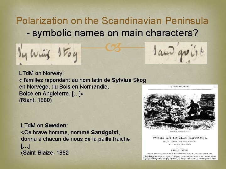 Polarization on the Scandinavian Peninsula - symbolic names on main characters? LTd. M on