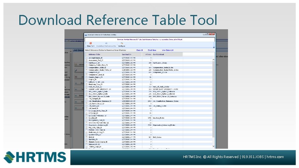 Download Reference Table Tool HRTMS Inc. © All Rights Reserved | 919. 351. JOBS