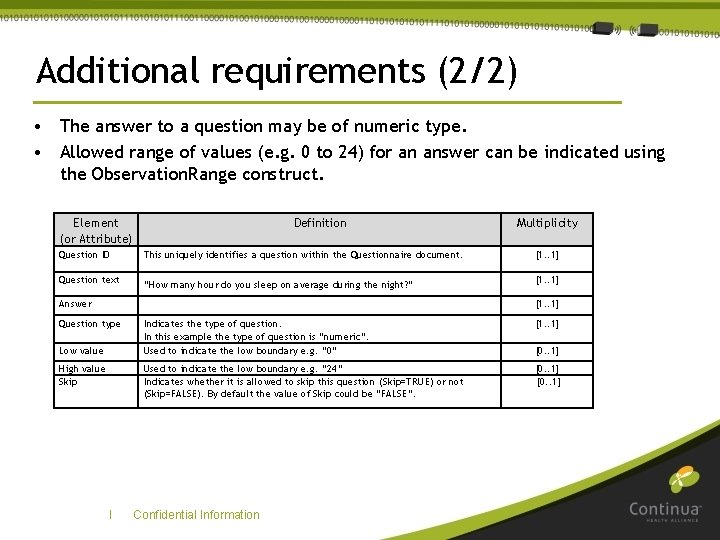 Additional requirements (2/2) • The answer to a question may be of numeric type.