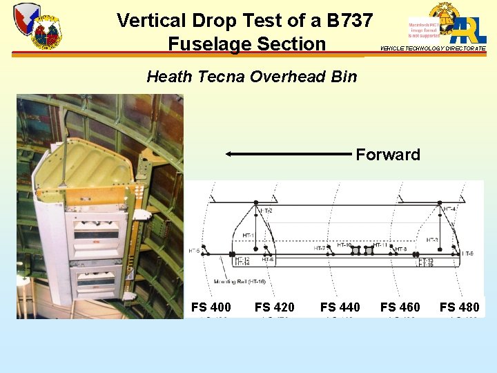 Vertical Drop Test of a B 737 Fuselage Section VEHICLE TECHNOLOGY DIRECTORATE Heath Tecna
