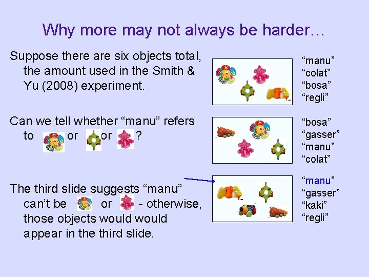 Why more may not always be harder… Suppose there are six objects total, the Why more may not always be harder… Suppose there are six objects total, the