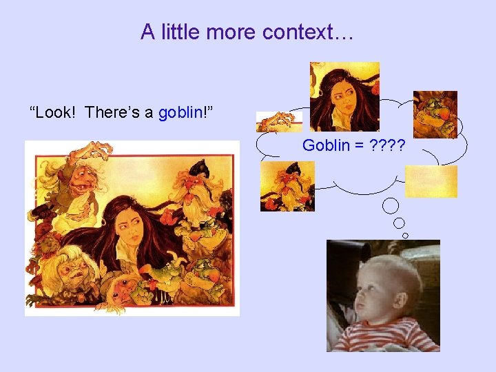 A little more context… “Look! There’s a goblin!” Goblin = ? ? A little more context… “Look! There’s a goblin!” Goblin = ? ?