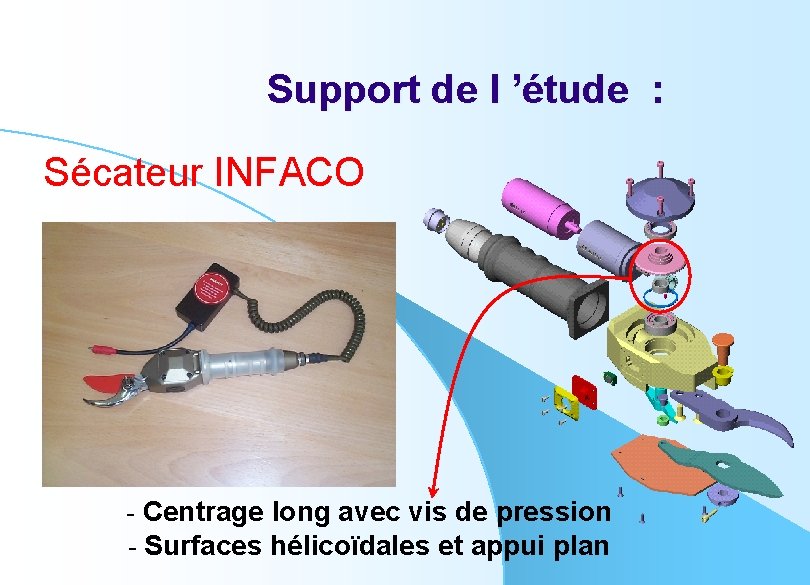 Support de l ’étude : Sécateur INFACO - Centrage long avec vis de pression