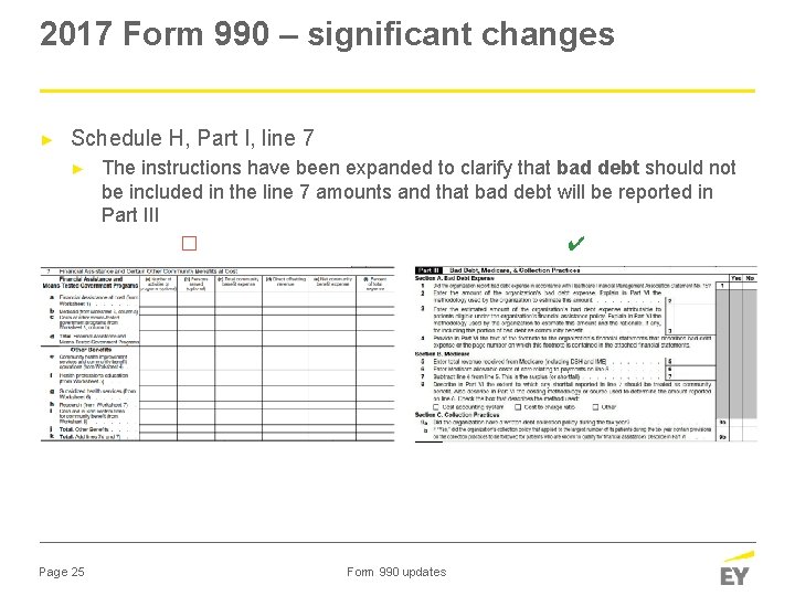 2017 Form 990 – significant changes ► Schedule H, Part I, line 7 ►