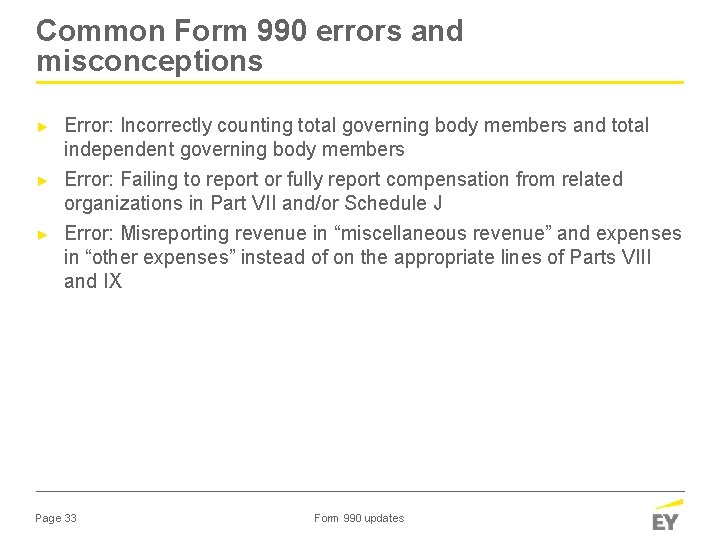 Common Form 990 errors and misconceptions ► Error: Incorrectly counting total governing body members