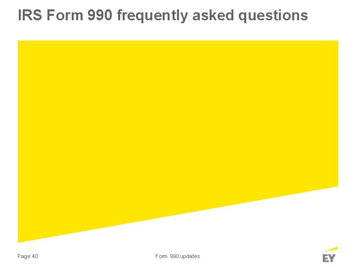 IRS Form 990 frequently asked questions Page 40 Form 990 updates 