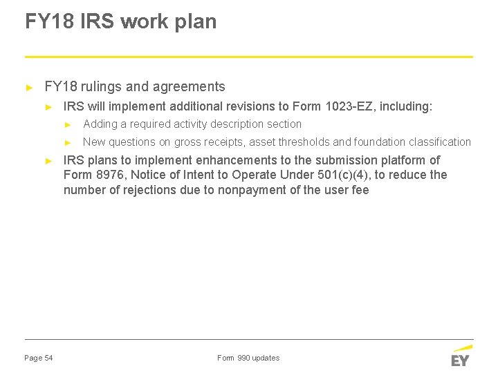 FY 18 IRS work plan ► FY 18 rulings and agreements ► ► Page