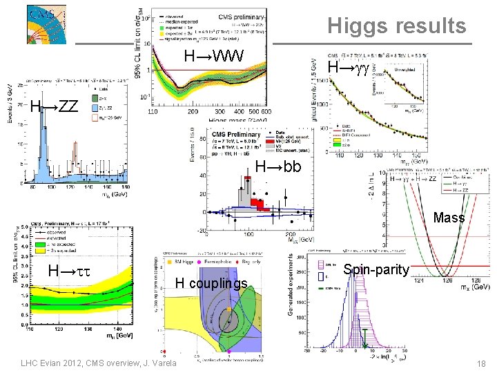 Higgs results H→WW H→gg H→ZZ H→bb Mass H→tt H couplings LHC Evian 2012, CMS