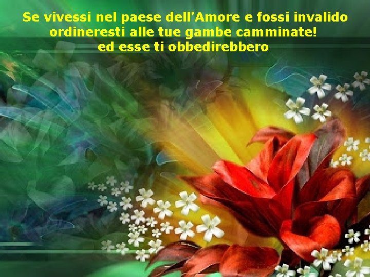 Se vivessi nel paese dell'Amore e fossi invalido ordineresti alle tue gambe camminate! ed