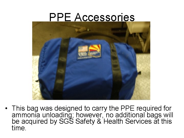 PPE Accessories • This bag was designed to carry the PPE required for ammonia