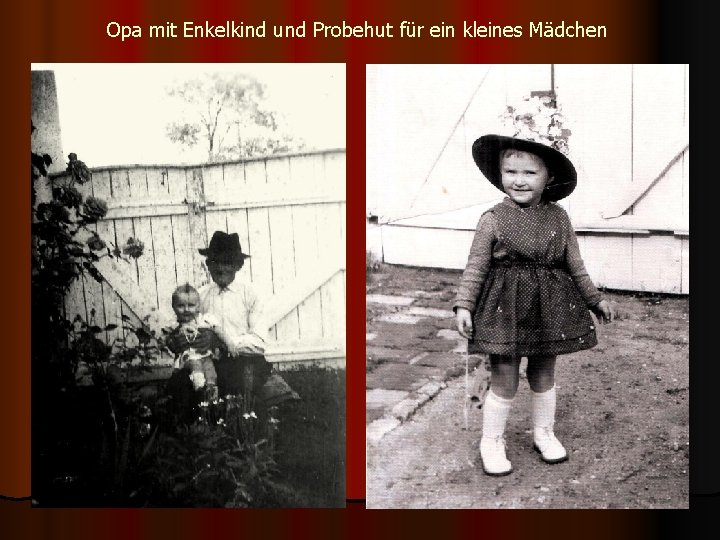 Opa mit Enkelkind und Probehut für ein kleines Mädchen 