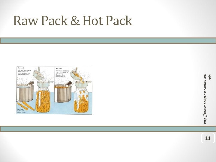 http: //homefoodpreservation. usu. edu Raw Pack & Hot Pack 11 