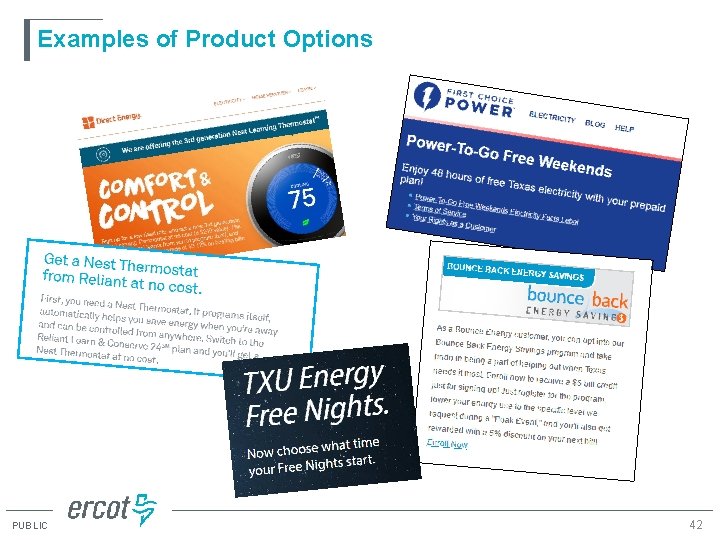 Examples of Product Options PUBLIC 42 
