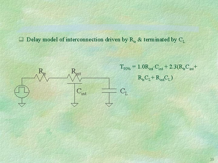 q Delay model of interconnection driven by Rtr & terminated by CL Rtr Rint