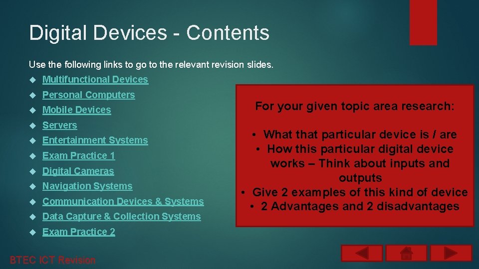 Digital Devices - Contents Use the following links to go to the relevant revision