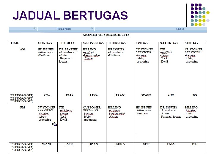 JADUAL BERTUGAS 