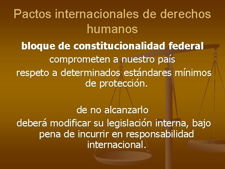 Pactos internacionales de derechos humanos bloque de constitucionalidad federal comprometen a nuestro país respeto