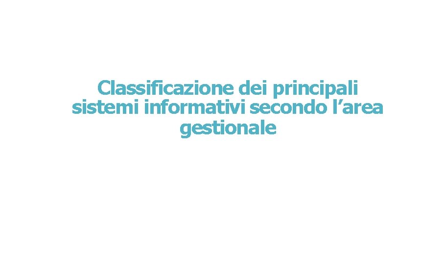 Classificazione dei principali sistemi informativi secondo l’area gestionale 