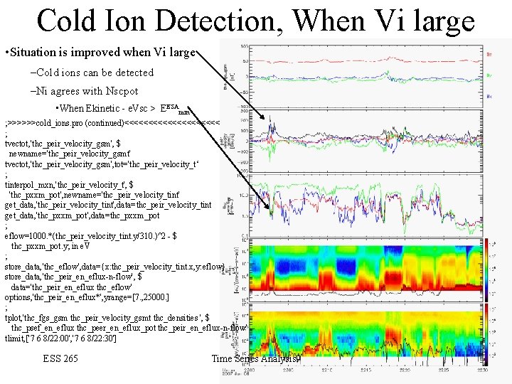 Cold Ion Detection, When Vi large • Situation is improved when Vi large –Cold