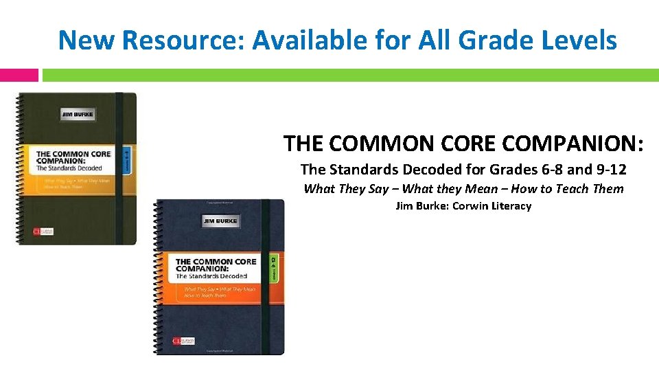 New Resource: Available for All Grade Levels THE COMMON CORE COMPANION: The Standards Decoded