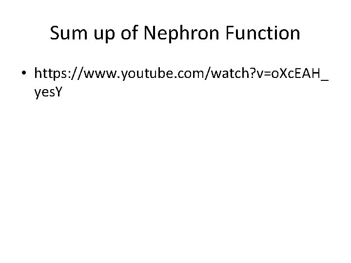 Sum up of Nephron Function • https: //www. youtube. com/watch? v=o. Xc. EAH_ yes.