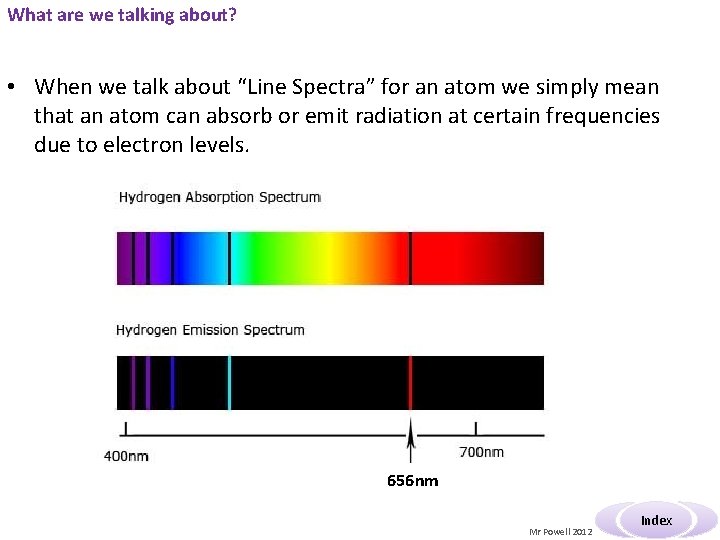 What are we talking about? • When we talk about “Line Spectra” for an
