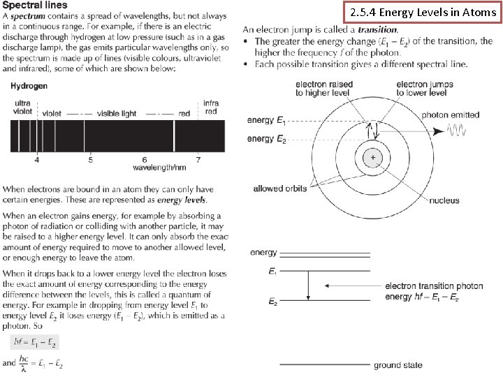 2. 5. 4 Energy Levels in Atoms 