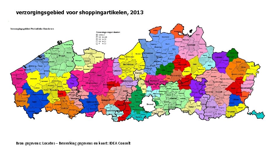 verzorgingsgebied voor shoppingartikelen, 2013 Bron gegevens: Locatus – Bewerking gegevens en kaart: IDEA Consult