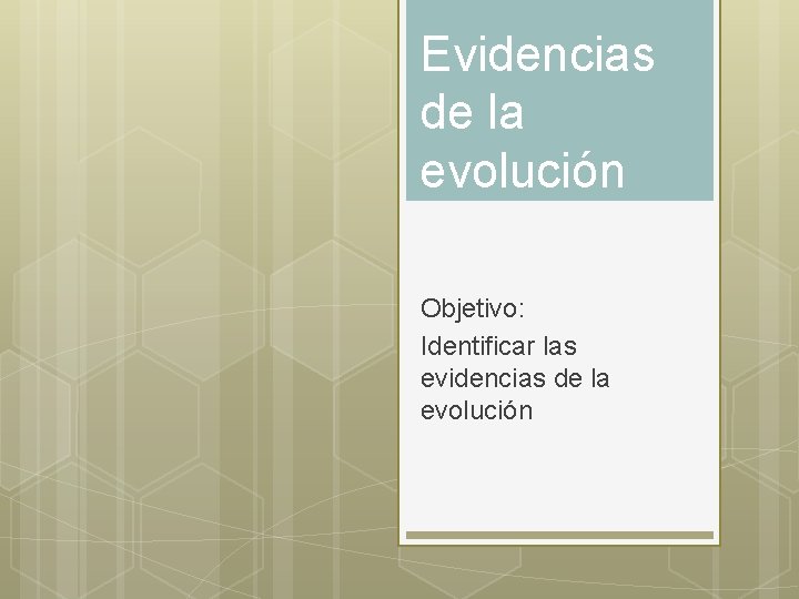Evidencias de la evolución Objetivo: Identificar las evidencias de la evolución 