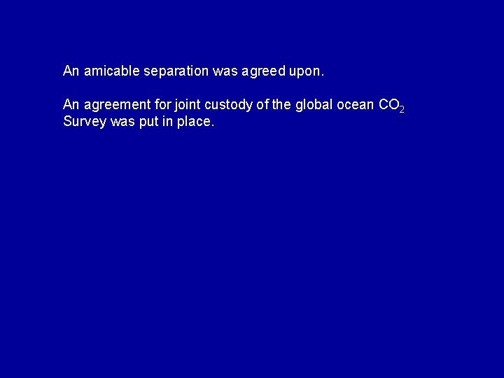 An amicable separation was agreed upon. An agreement for joint custody of the global