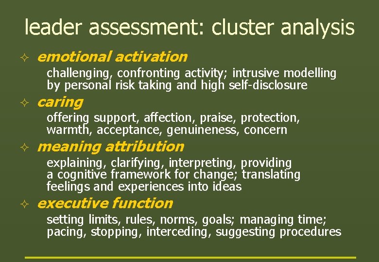 leader assessment: cluster analysis ² emotional activation ² caring ² meaning attribution ² executive leader assessment: cluster analysis ² emotional activation ² caring ² meaning attribution ² executive