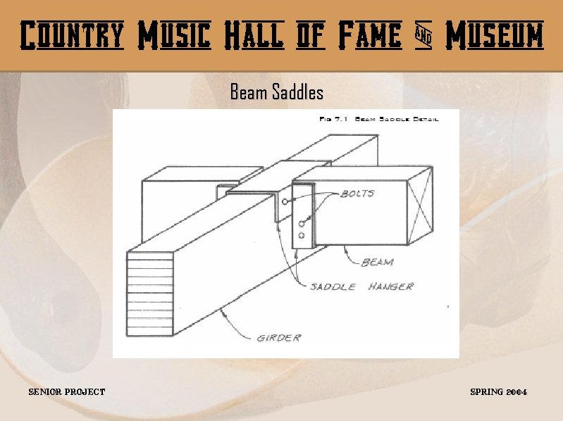 Country Music Hall of Fame & Museum Beam Saddles Senior Project Spring 2004 