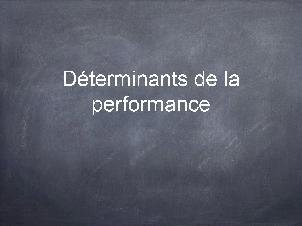 Déterminants de la performance 