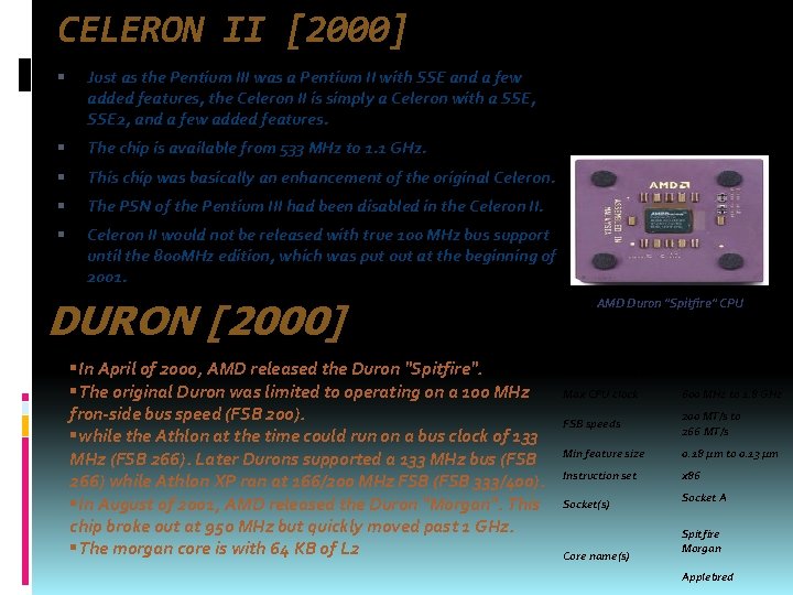 CELERON II [2000] Just as the Pentium III was a Pentium II with SSE