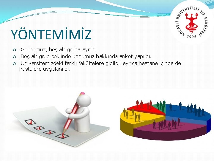YÖNTEMİMİZ ¡ ¡ ¡ Grubumuz, beş alt gruba ayrıldı. Beş alt grup şeklinde konumuz YÖNTEMİMİZ ¡ ¡ ¡ Grubumuz, beş alt gruba ayrıldı. Beş alt grup şeklinde konumuz