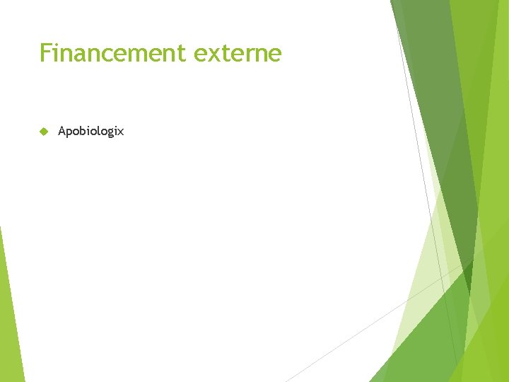 Financement externe Apobiologix 