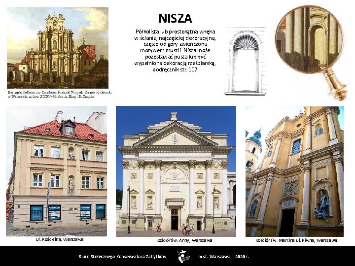 NISZA Półkolista lub prostokątna wnęka w ścianie, najczęściej dekoracyjna, często od góry zwieńczona motywem