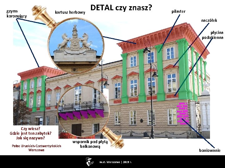 gzyms koronujący kartusz herbowy DETAL czy znasz? pilaster naczółek płycina podokienna Czy wiesz? Gdzie