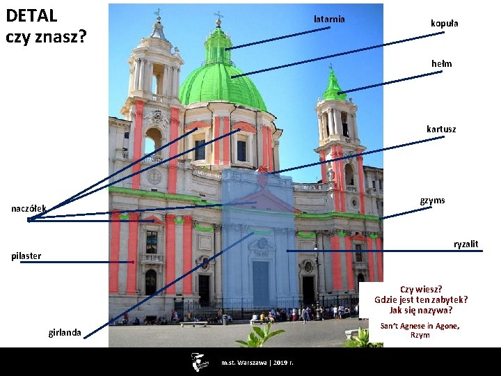 DETAL czy znasz? latarnia kopuła hełm kartusz gzyms naczółek ryzalit pilaster Czy wiesz? Gdzie