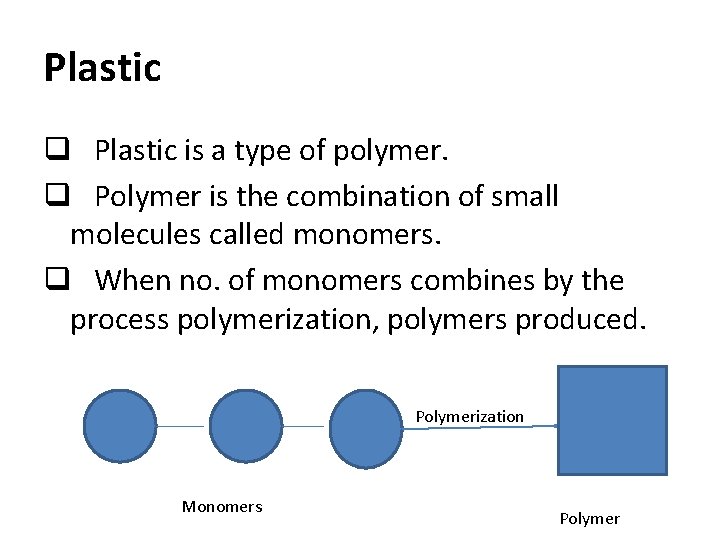 Plastic q Plastic is a type of polymer. q Polymer is the combination of