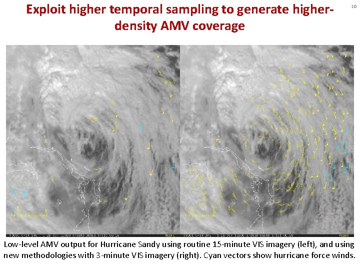 Exploit higher temporal sampling to generate higherdensity AMV coverage 10 Low-level AMV output for