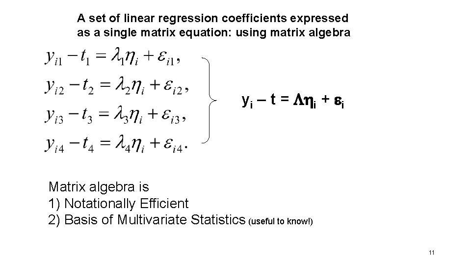 A set of linear regression coefficients expressed as a single matrix equation: using matrix