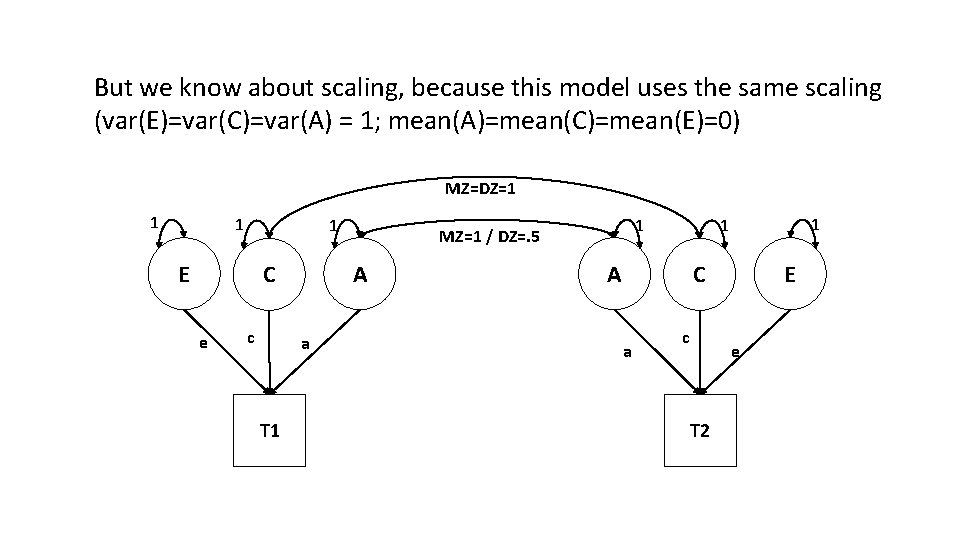 But we know about scaling, because this model uses the same scaling (var(E)=var(C)=var(A) =