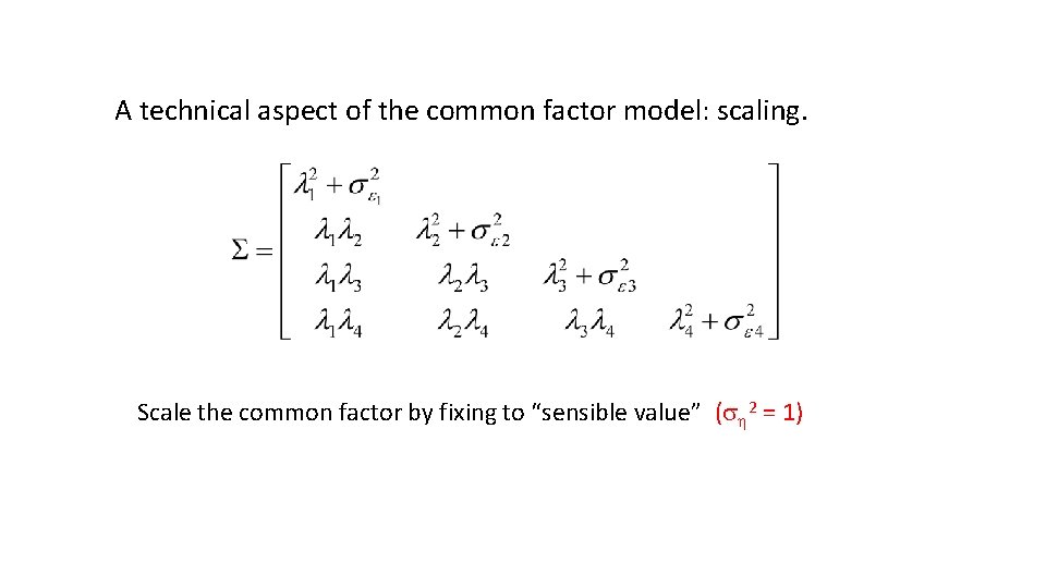 A technical aspect of the common factor model: scaling. Scale the common factor by