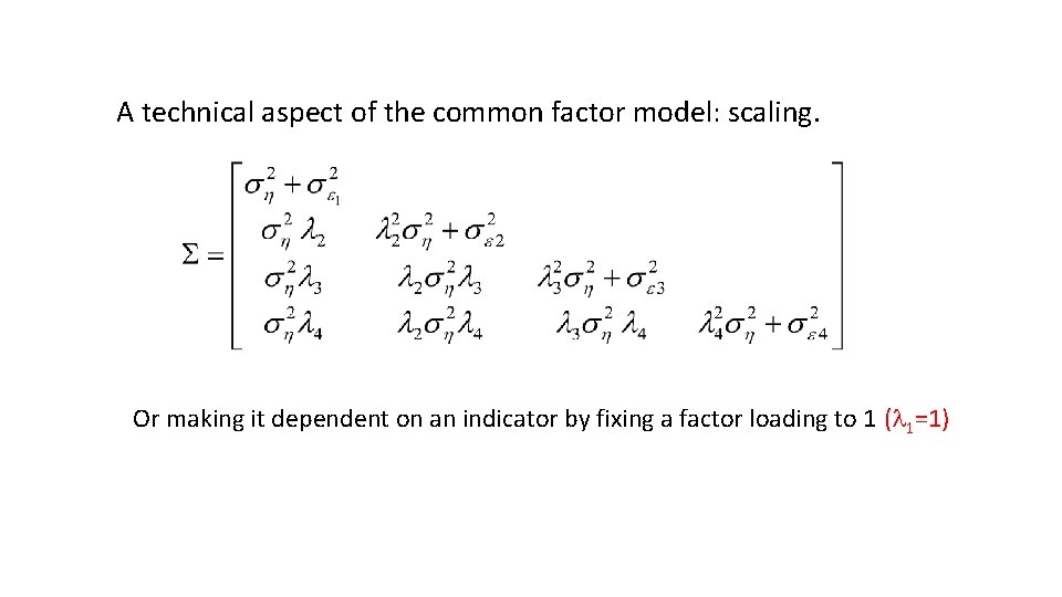 A technical aspect of the common factor model: scaling. Or making it dependent on