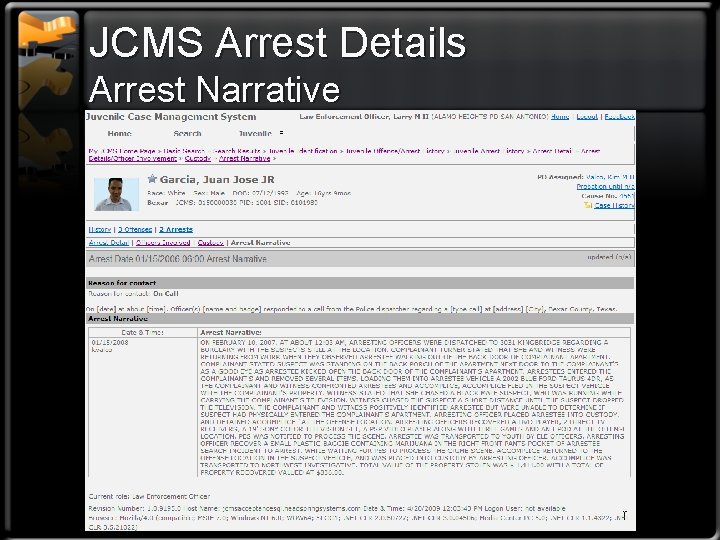 JCMS Arrest Details Arrest Narrative 
