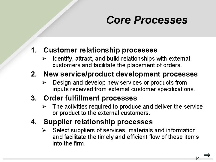 Core Processes 1. Customer relationship processes Ø Identify, attract, and build relationships with external Core Processes 1. Customer relationship processes Ø Identify, attract, and build relationships with external
