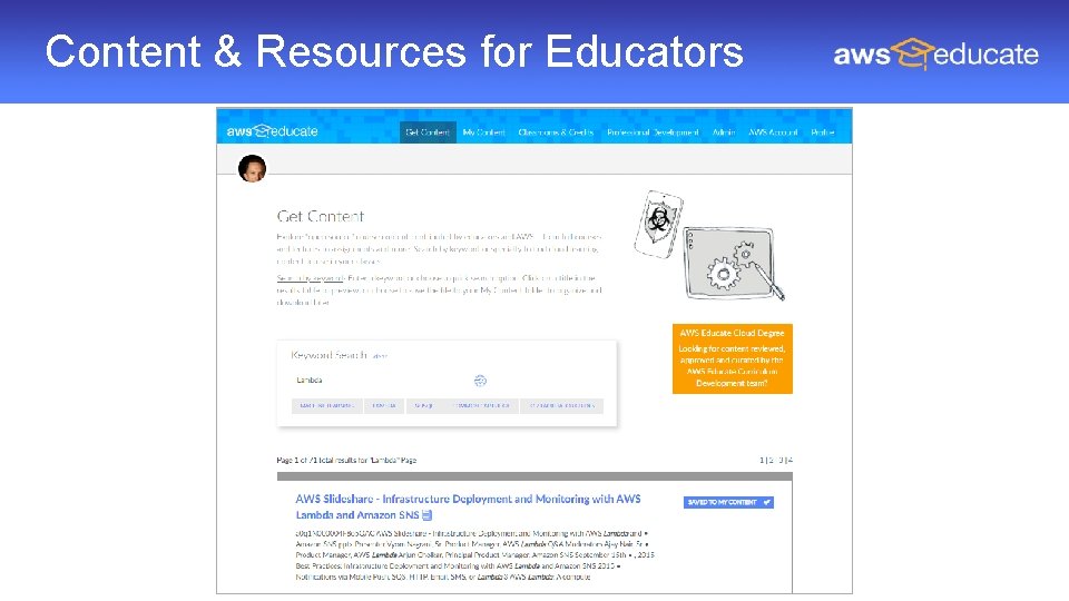 Content & Resources for Educators Content & Resources for Educators