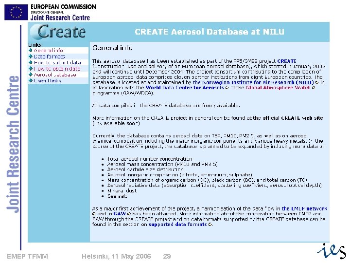 EMEP TFMM Helsinki, 11 May 2006 29 29 