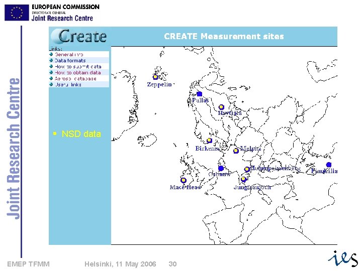 NSD data EMEP TFMM Helsinki, 11 May 2006 30 30 